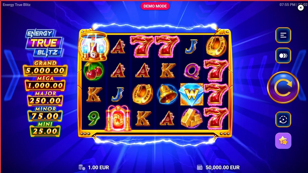 Energy True Blitz slot neon theme