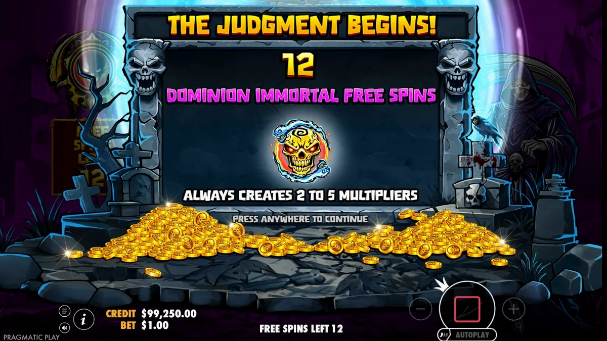 Death Dominion slot machine interface